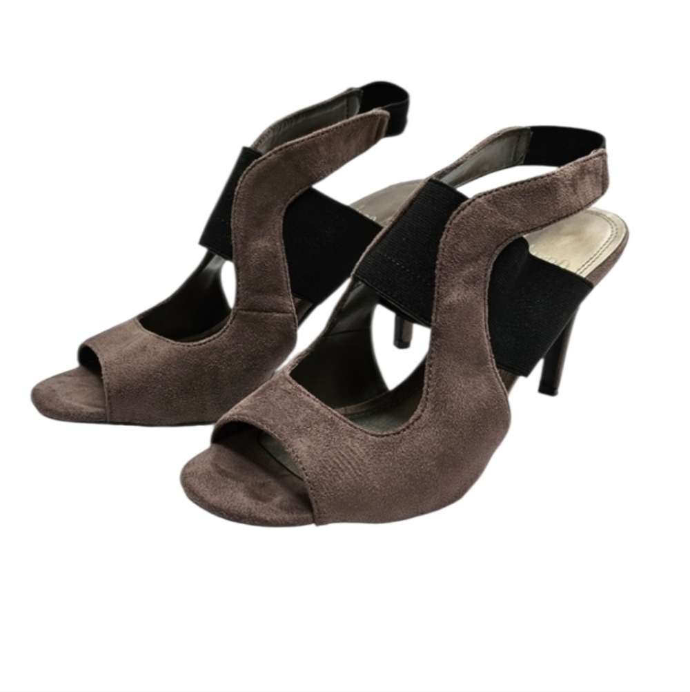 Impo Stretch Tanzie Grey Suede 3.5in Slingback Heels Size 8.5